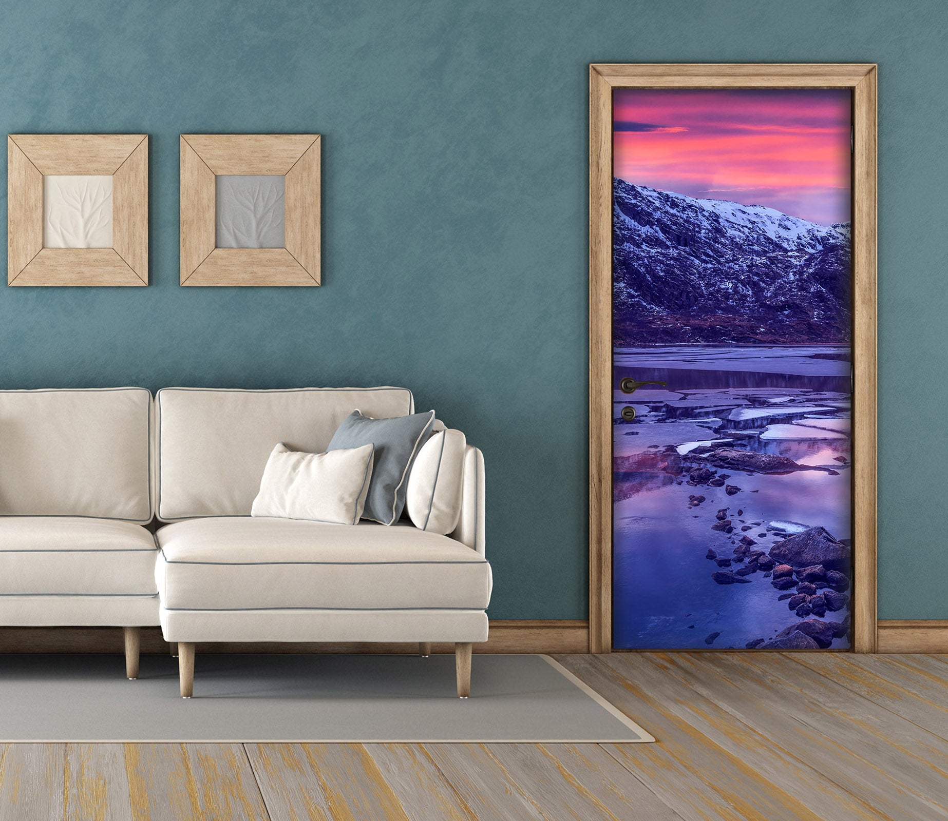 3D Snow Mountain Sunset 11586 Marco Carmassi Door Mural