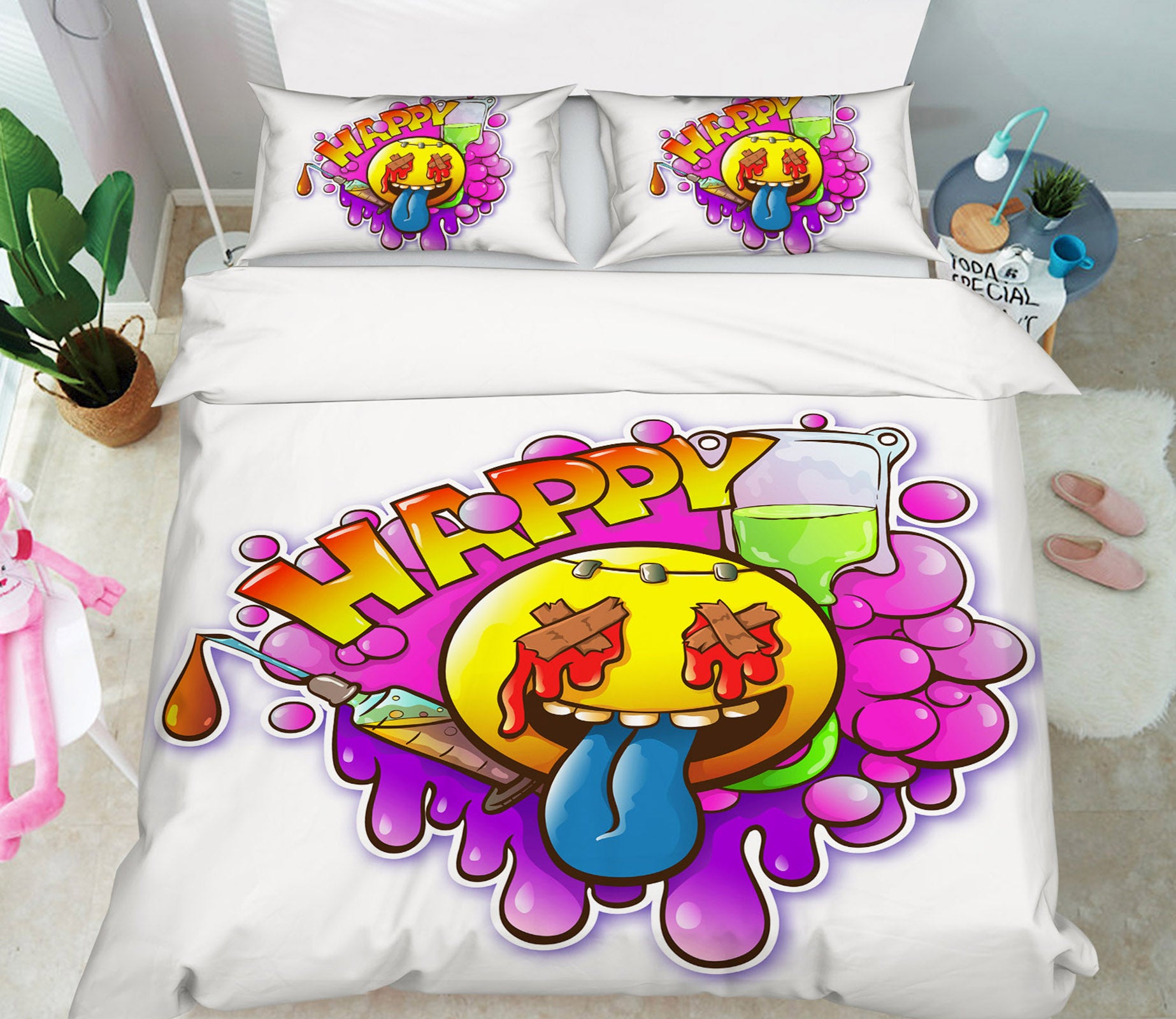 3D Happy Emoji 64024 Bed Pillowcases Quilt