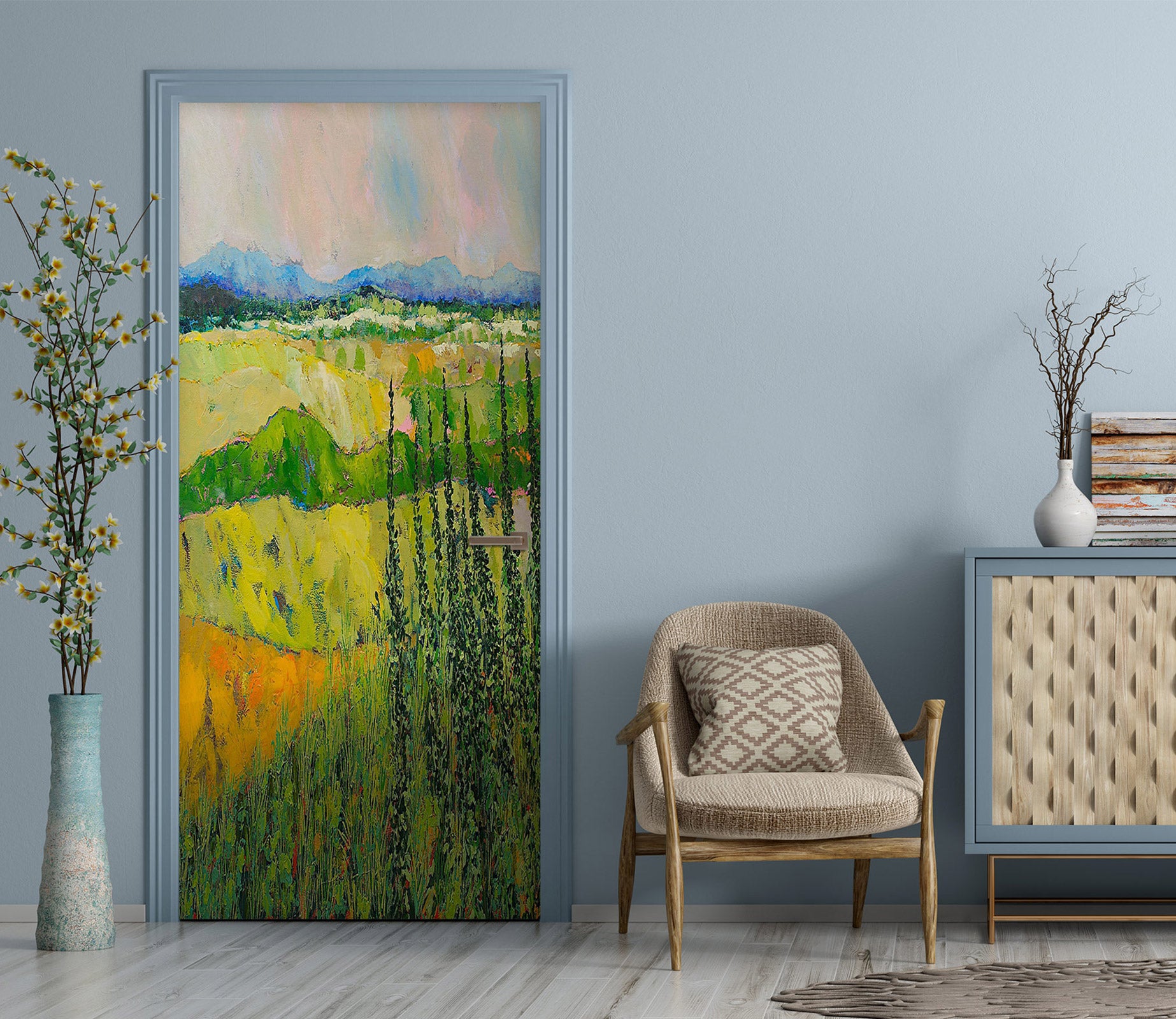 3D Grass Field Bush 9359 Allan P. Friedlander Door Mural