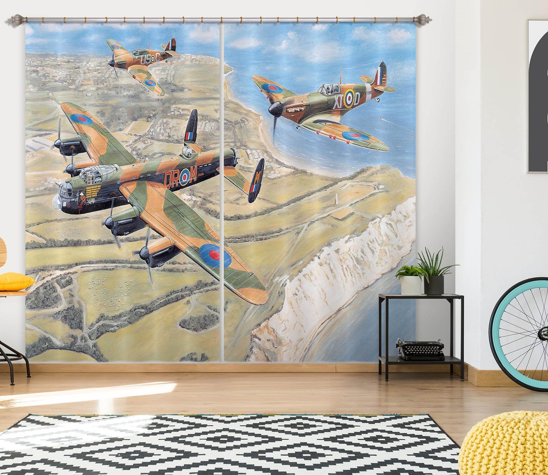 3D Battle Of Britain Memorial Flight 047 Trevor Mitchell Curtain Curtains Drapes Wallpaper AJ Wallpaper 