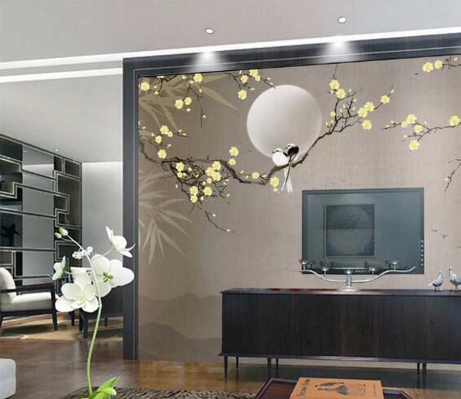 3D Moon Swallow WC1087 Wall Murals