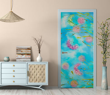 3D Pink Flower Grass 853 Skromova Marina Door Mural