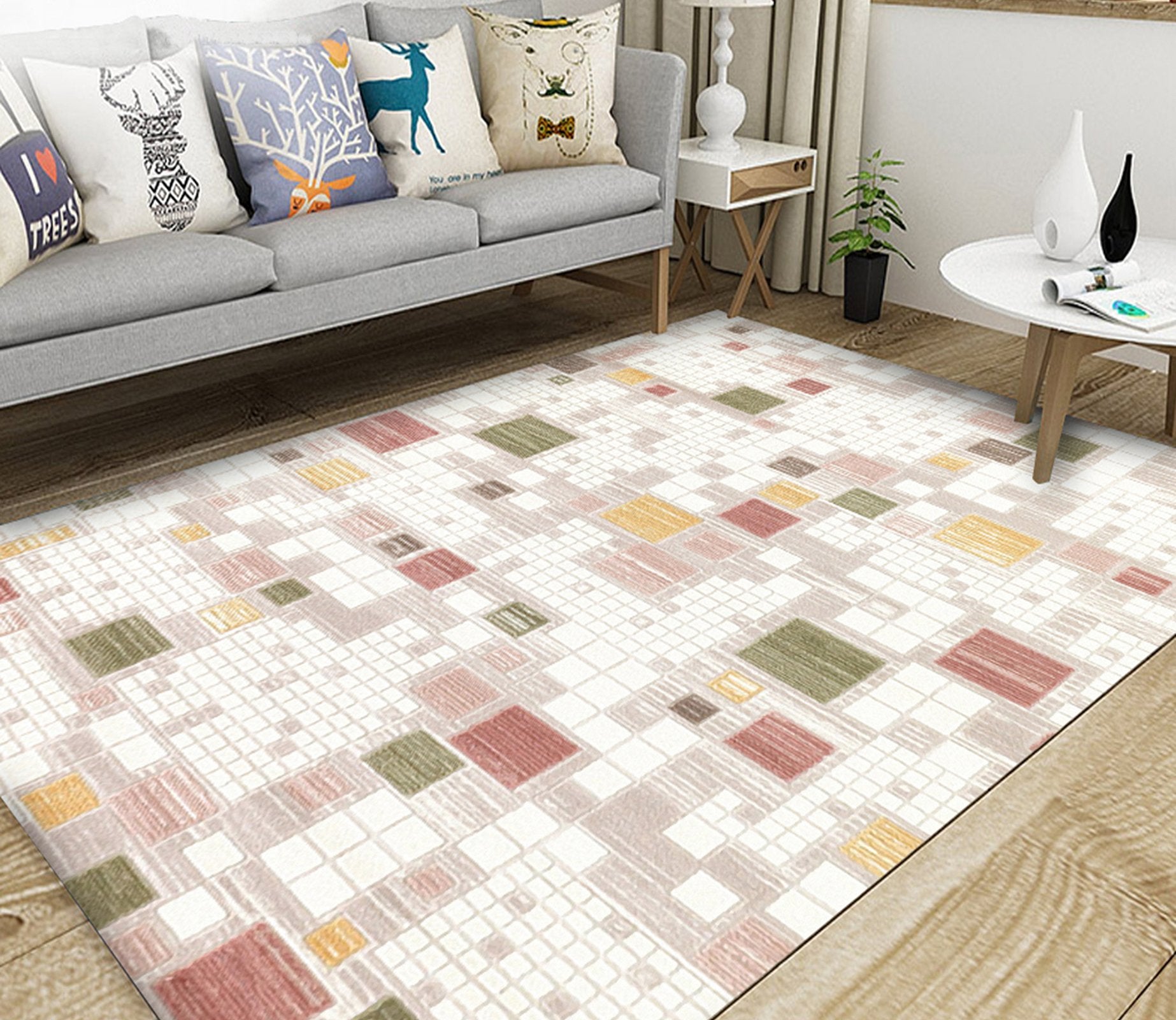 3D Modern Colored Square WG037 Non Slip Rug Mat Mat AJ Creativity Home 