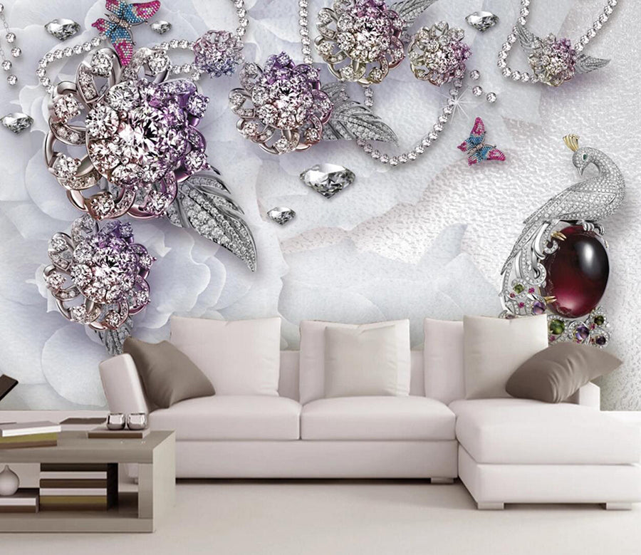 3D Peacock Gem WC249 Wall Murals