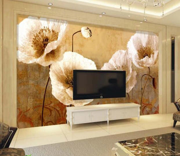 3D White Lily Pattern WC144 Wall Murals