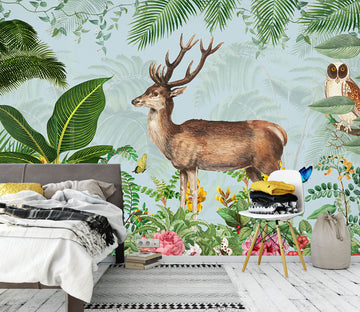 3D Deer Butterfly Owl 1547 Wall Murals