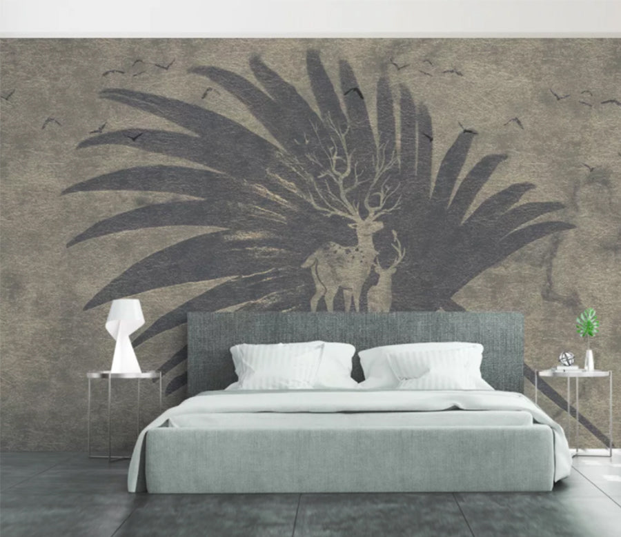 3D Leaves Deer WC993 Wall Murals