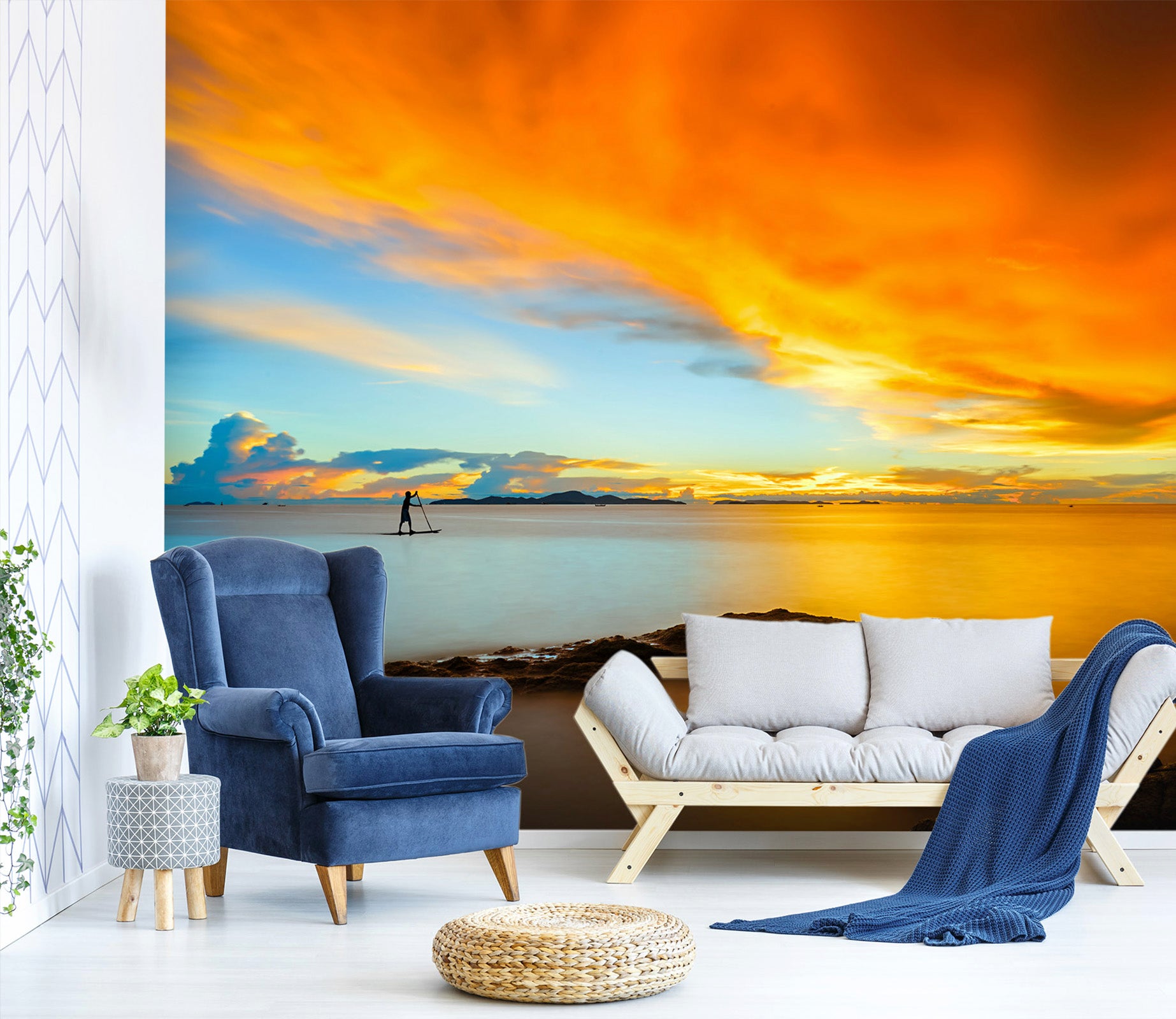 3D Sunset Evening Sea 38 Wall Murals