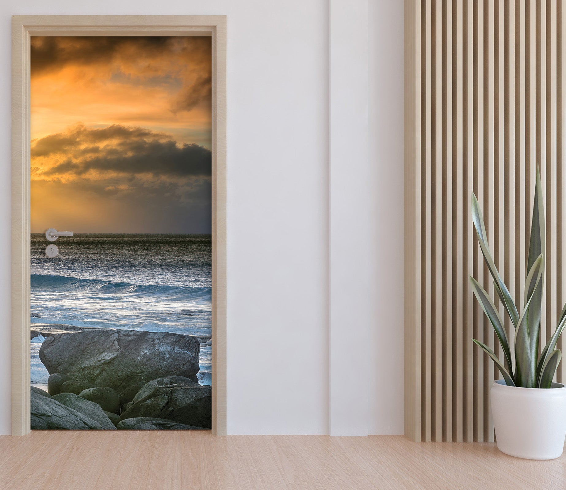 3D Sunset Seaside Stone 115102 Marco Carmassi Door Mural