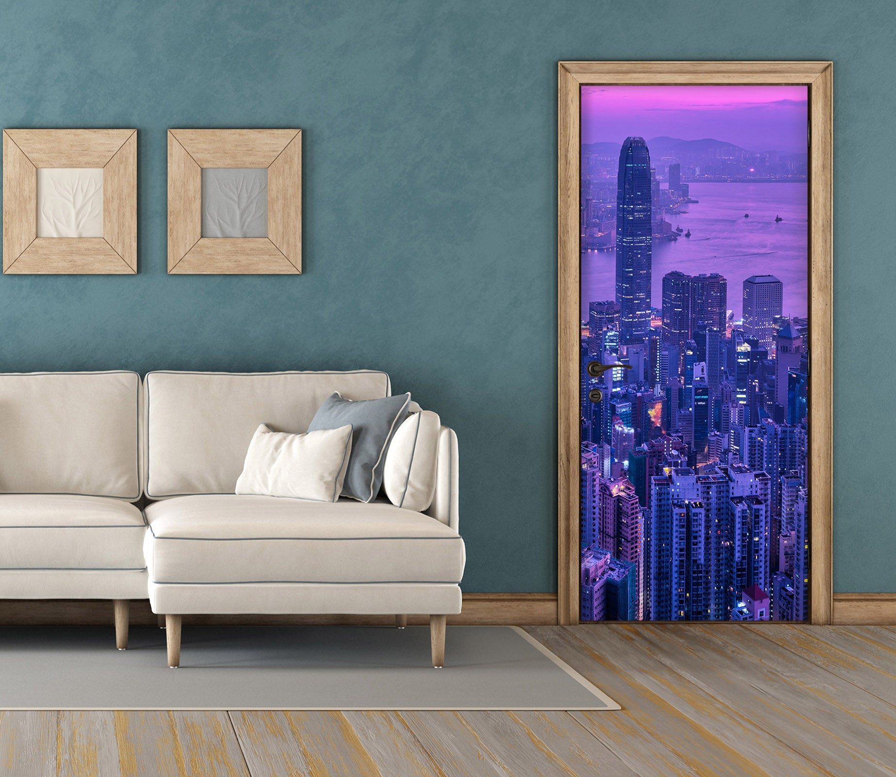 3D Purple City Building 119135 Marco Carmassi Door Mural