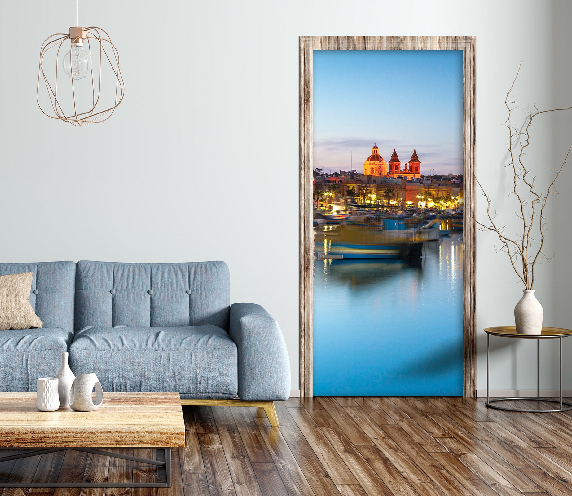 3D Water Surface Boat 10623 Assaf Frank Door Mural