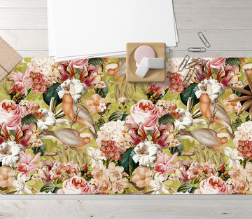 3D Pink Rose Bird 120158 Uta Naumann Desk Mat