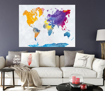 3D Color Pattern 112 World Map Wall Sticker