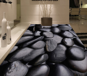 3D Black Pebbles 364 Floor Mural  Wallpaper Murals Rug & Mat Print Epoxy waterproof bath floor