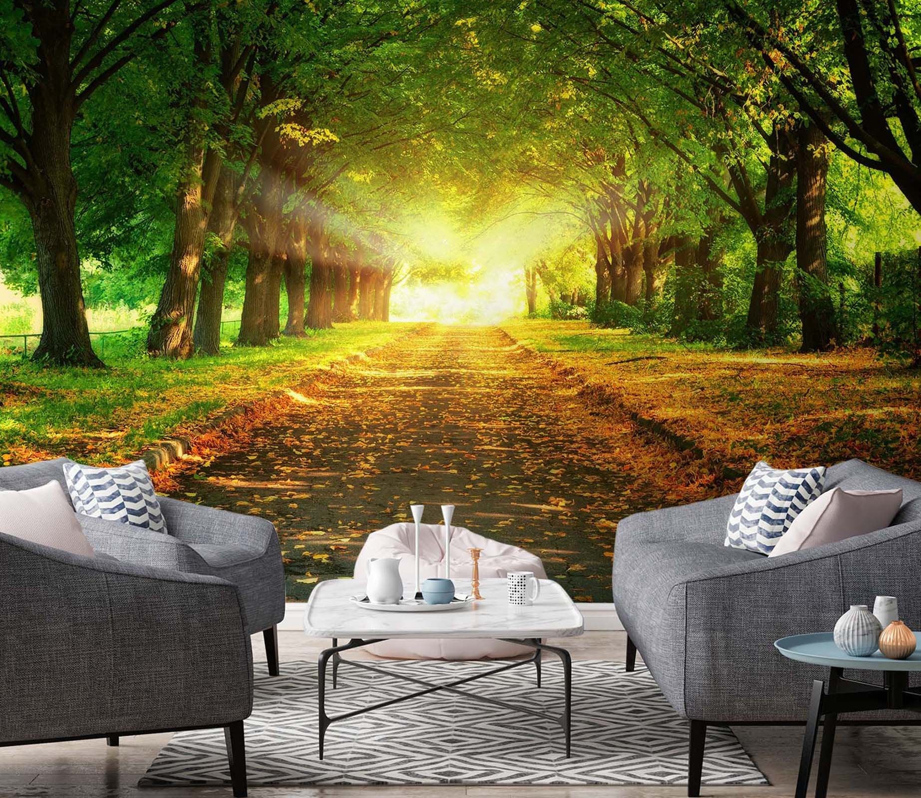 3D Avenue Tree 016 Wall Murals Wallpaper AJ Wallpaper 2 