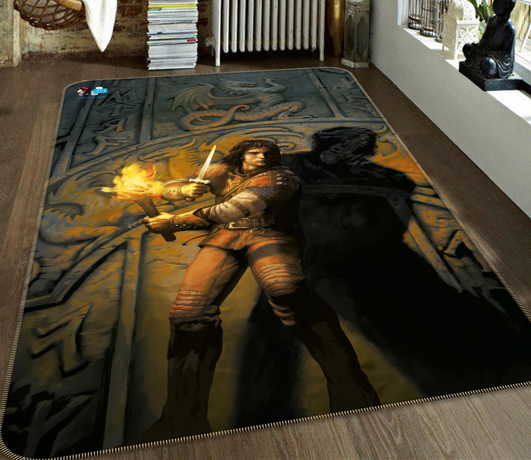 3D Soldier Torch 6014 Ciruelo Rug Non Slip Rug Mat