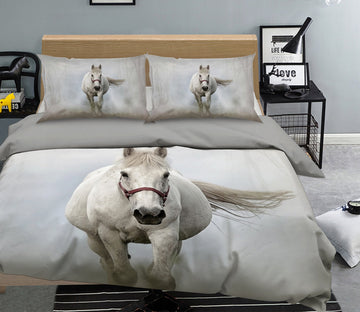 3D White Horse 1960 Bed Pillowcases Quilt Quiet Covers AJ Creativity Home 