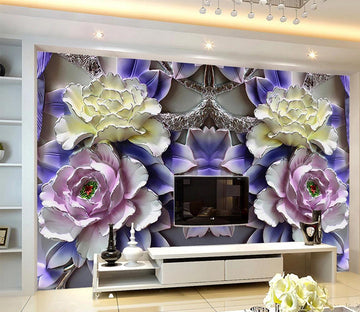 3D Ceramic Peony WC607 Wall Murals