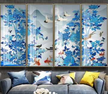 3D Ship Goldfish Crane WC2553 Wall Murals