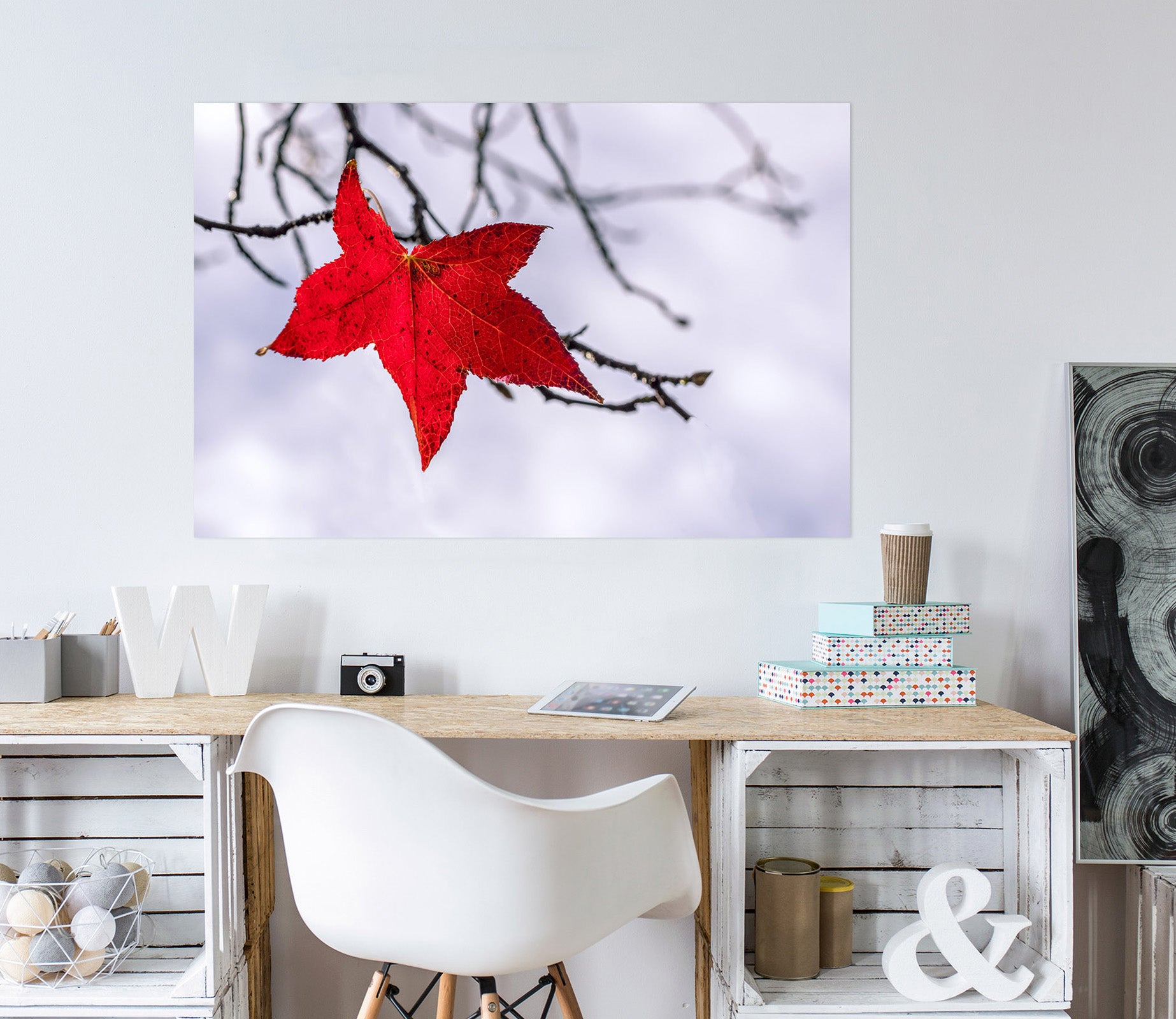 3D Red Leaf 195 Marco Carmassi Wall Sticker