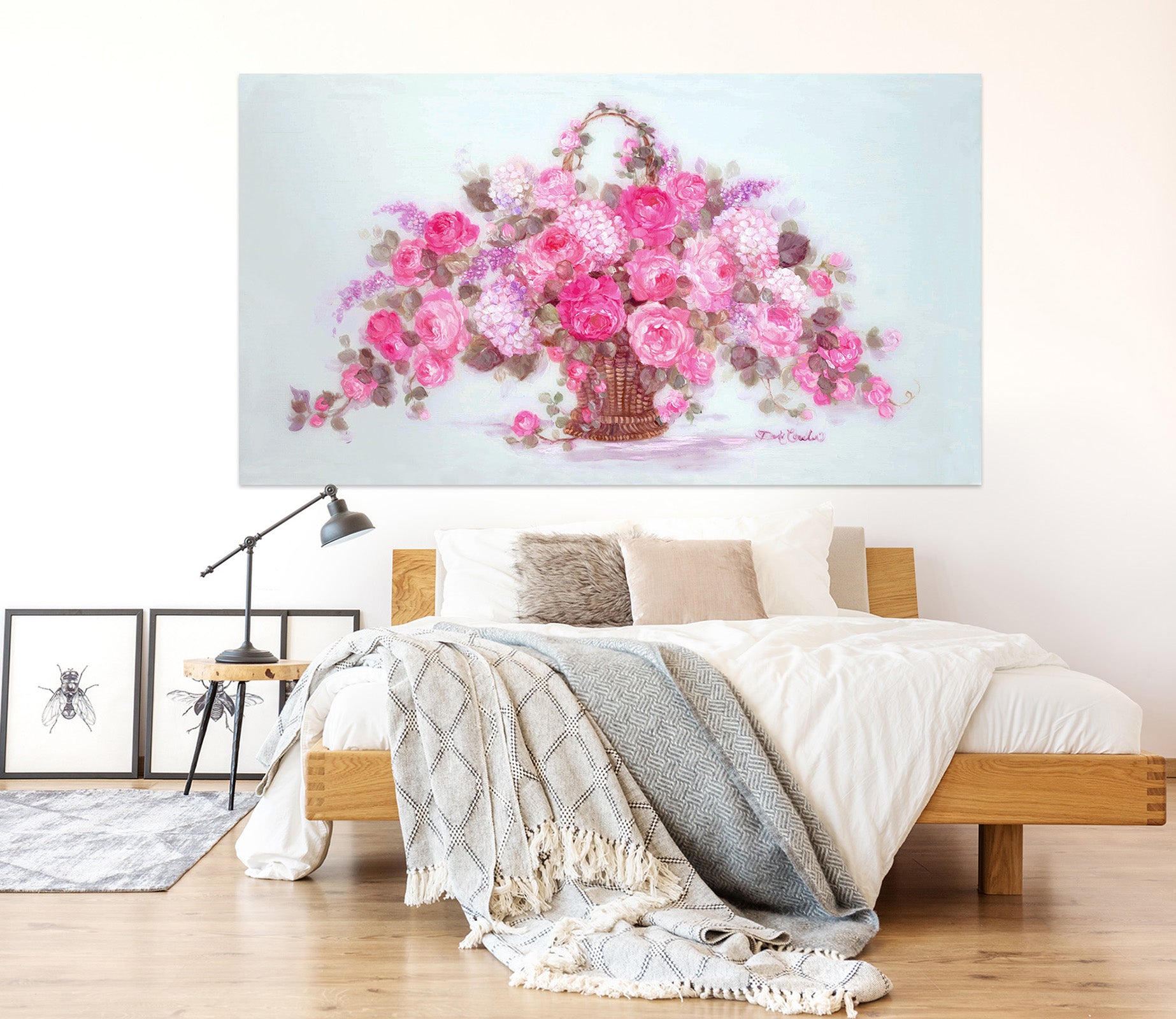 3D Pink Flower Basket 074 Debi Coules Wall Sticker