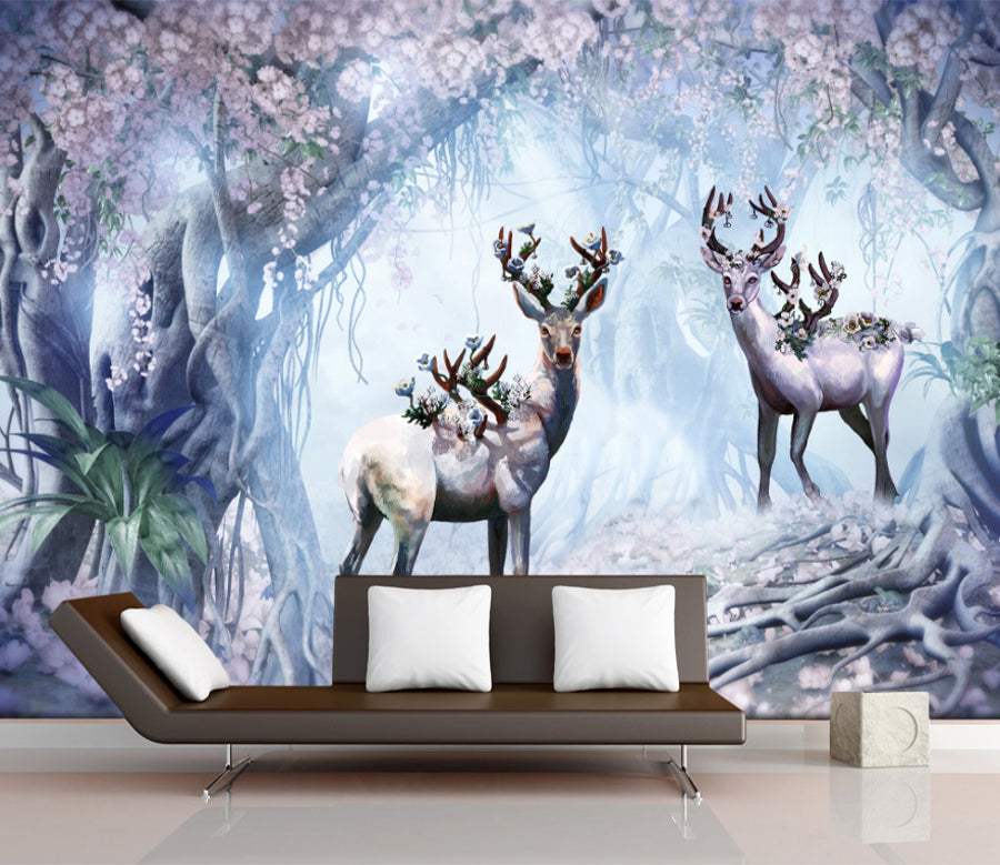 3D Peach Deer WG068 Wall Murals