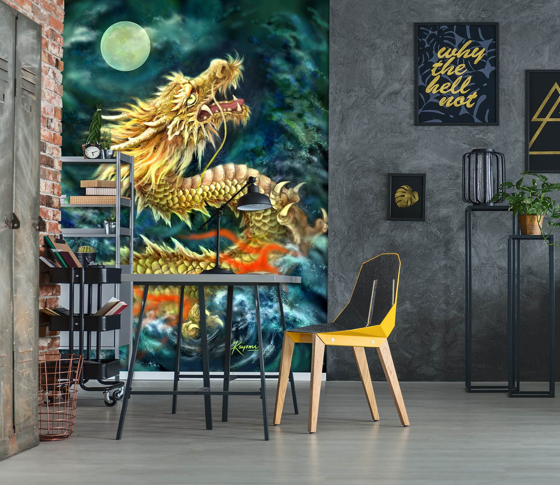 3D Dragon Moon 5557 Kayomi Harai Wall Mural Wall Murals