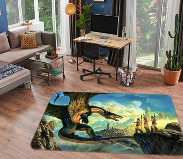 3D Mountain Stone Dragon 5169 Ciruelo Rug Non Slip Rug Mat