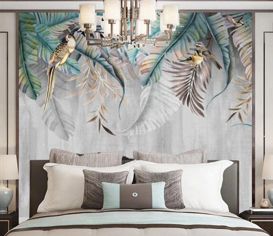 3D Bird Leaf WC1601 Wall Murals