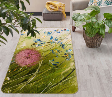 3D Blue Flower 1191 Skromova Marina Rug Non Slip Rug Mat