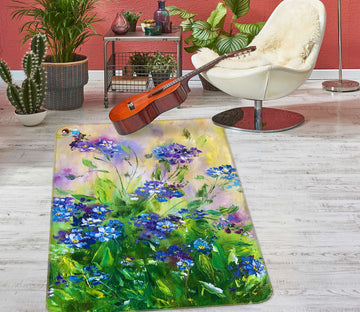 3D Blue Wildflowers 1173 Skromova Marina Rug Non Slip Rug Mat