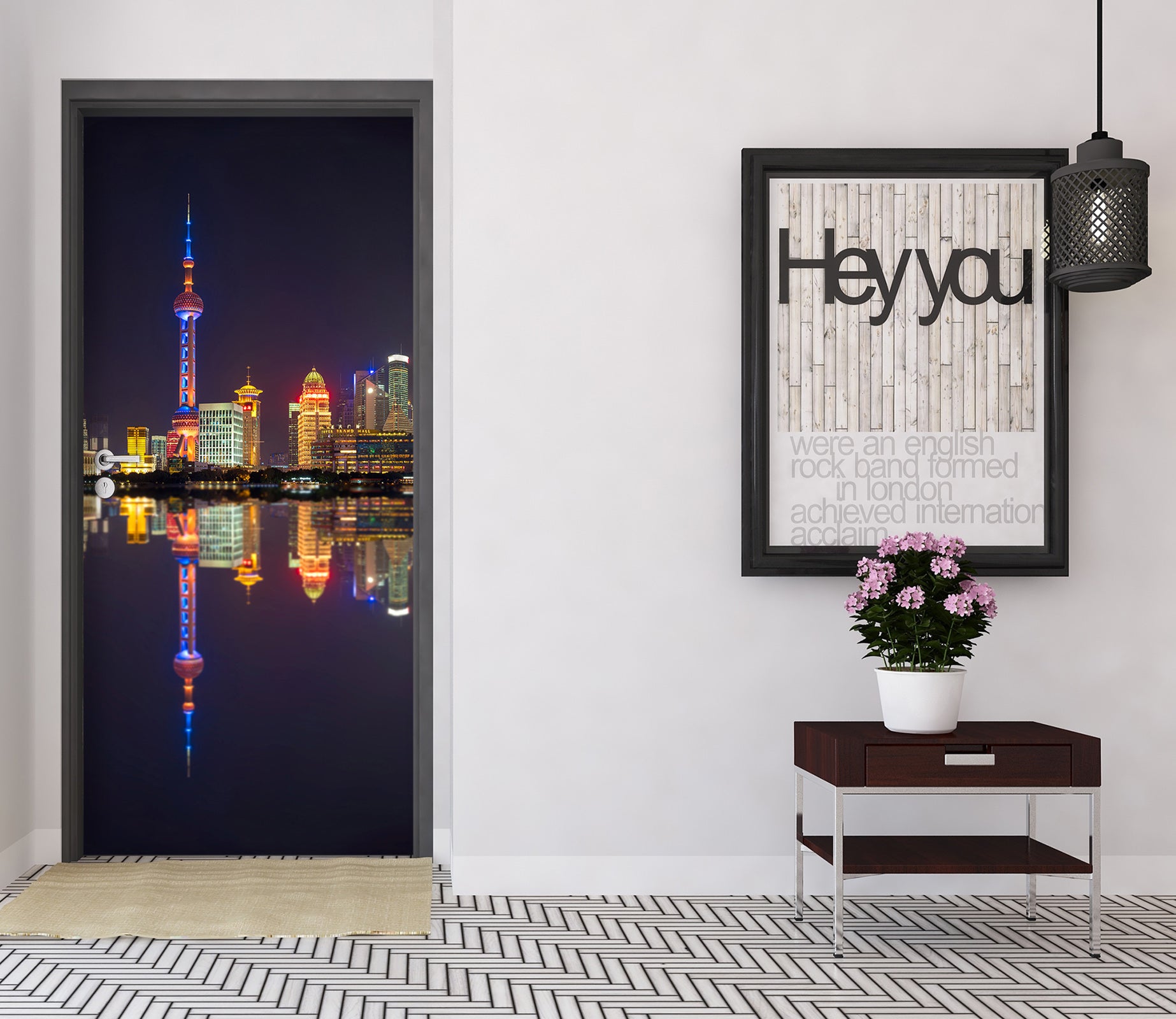 3D Oriental Pearl Tower Night 119209 Marco Carmassi Door Mural