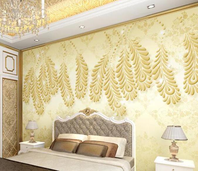 3D Golden Leaves 207 Wall Murals Wallpaper AJ Wallpaper 2 