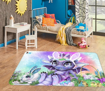 3D Purple Dragon Rabbit 8506 Sheena Pike Rug Non Slip Rug Mat