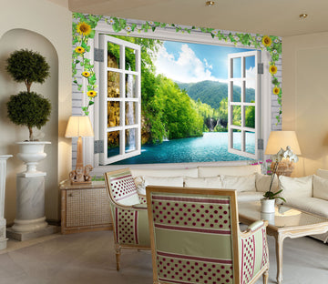 3D Window Waterfall 228 Wall Murals