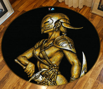 3D Mask Man 6109 Ciruelo Rug Round Non Slip Rug Mat