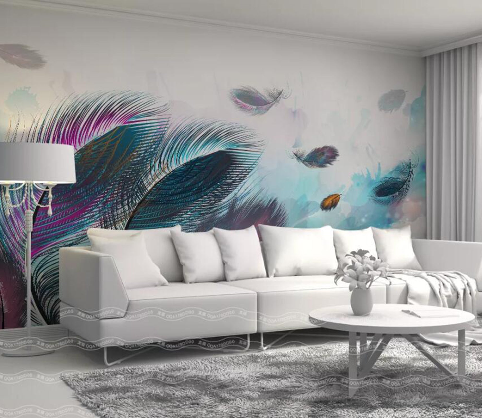 3D Colored Feather WC34 Wall Murals Wallpaper AJ Wallpaper 2 