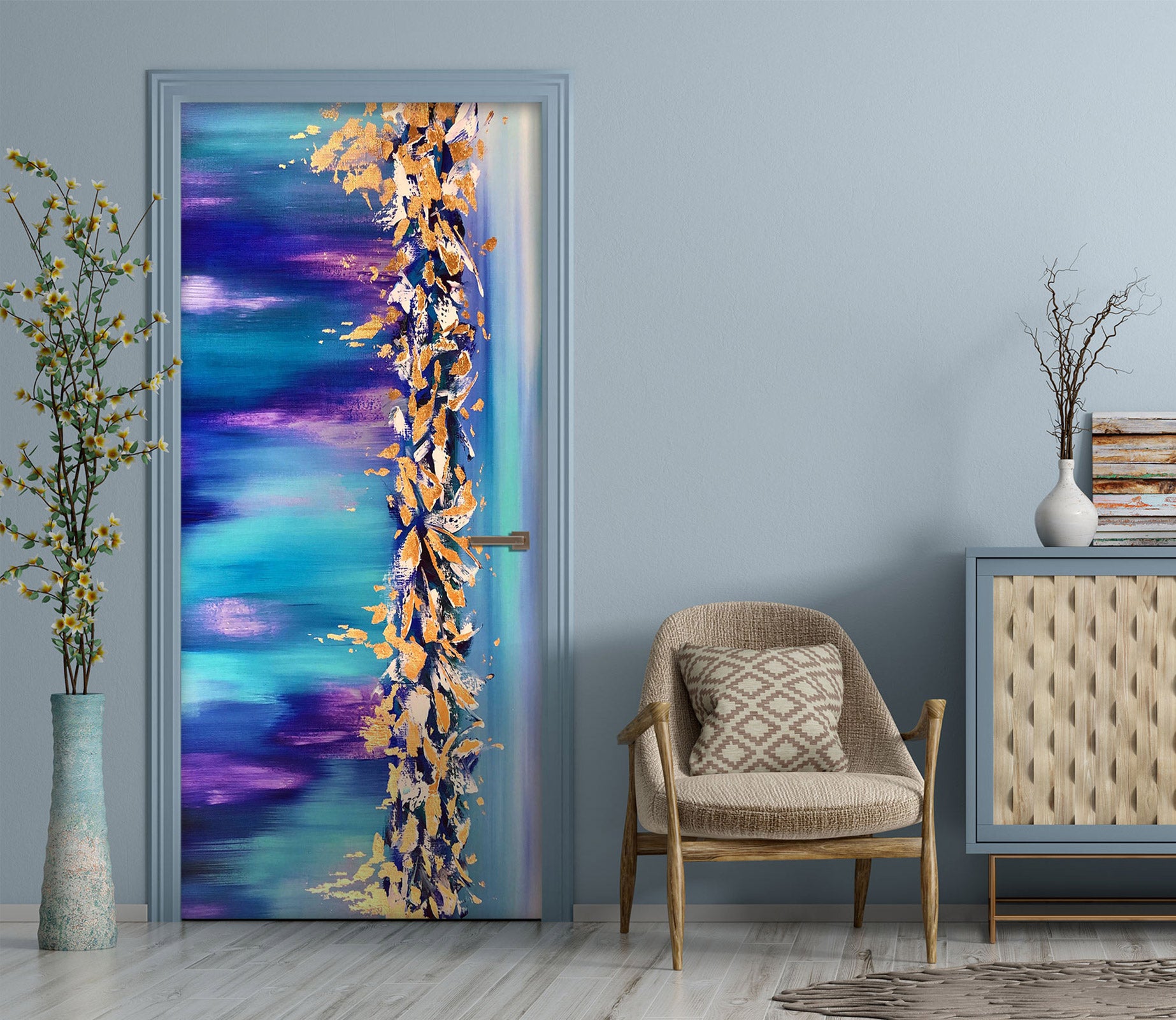 3D Blue Purple 3182 Skromova Marina Door Mural