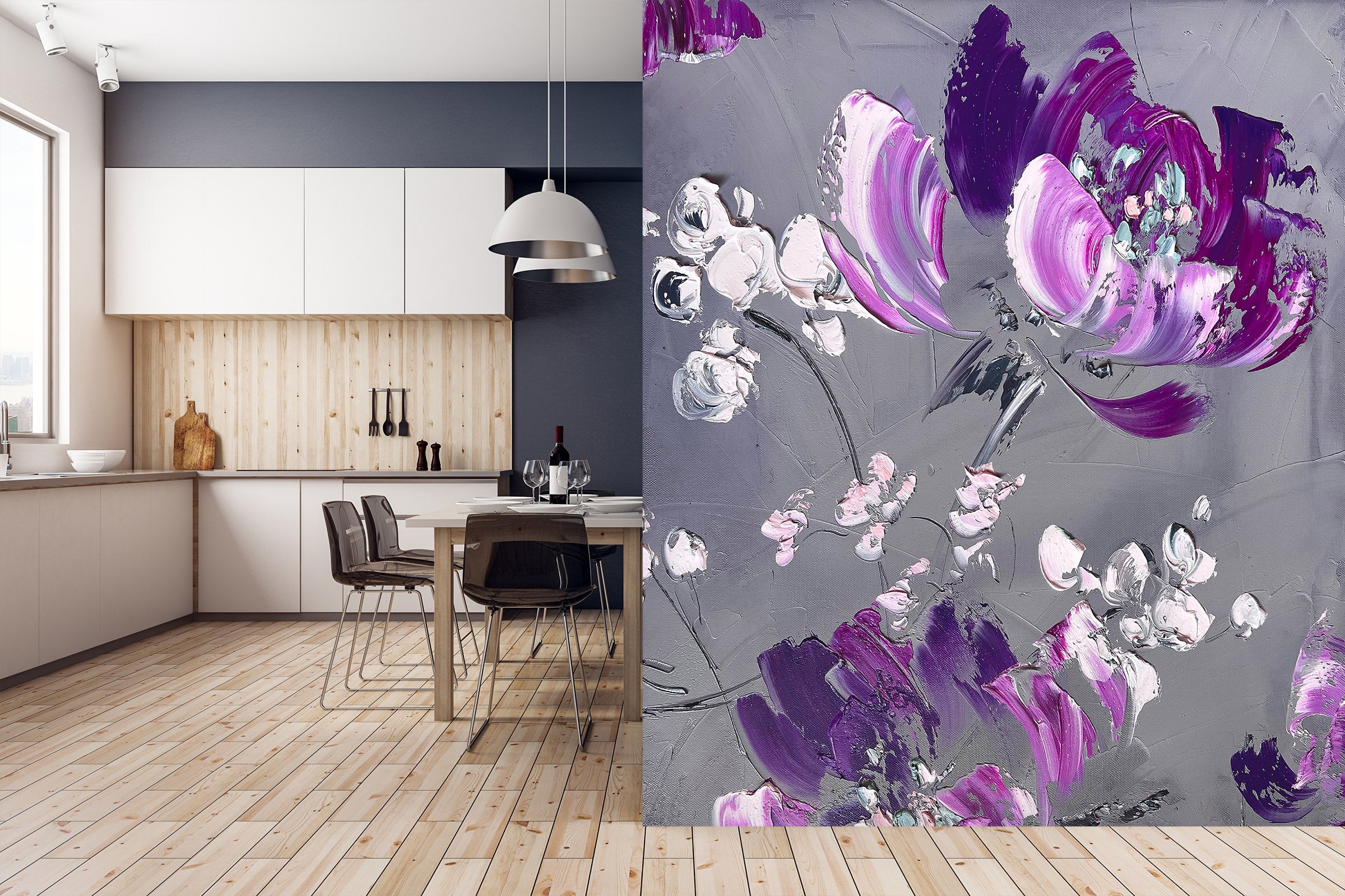 3D Purple Petals 2615 Skromova Marina Wall Mural Wall Murals