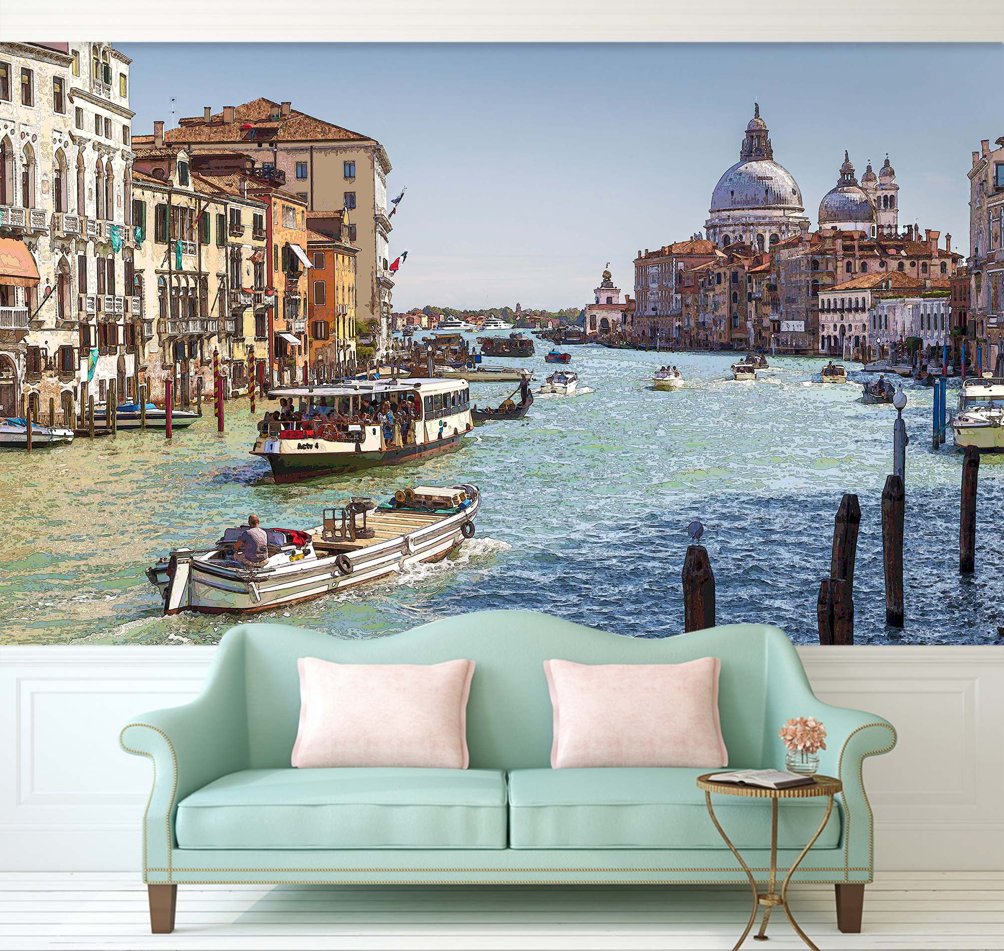 3D Water City Boat 91115 Alius Herb Wall Mural Wall Murals