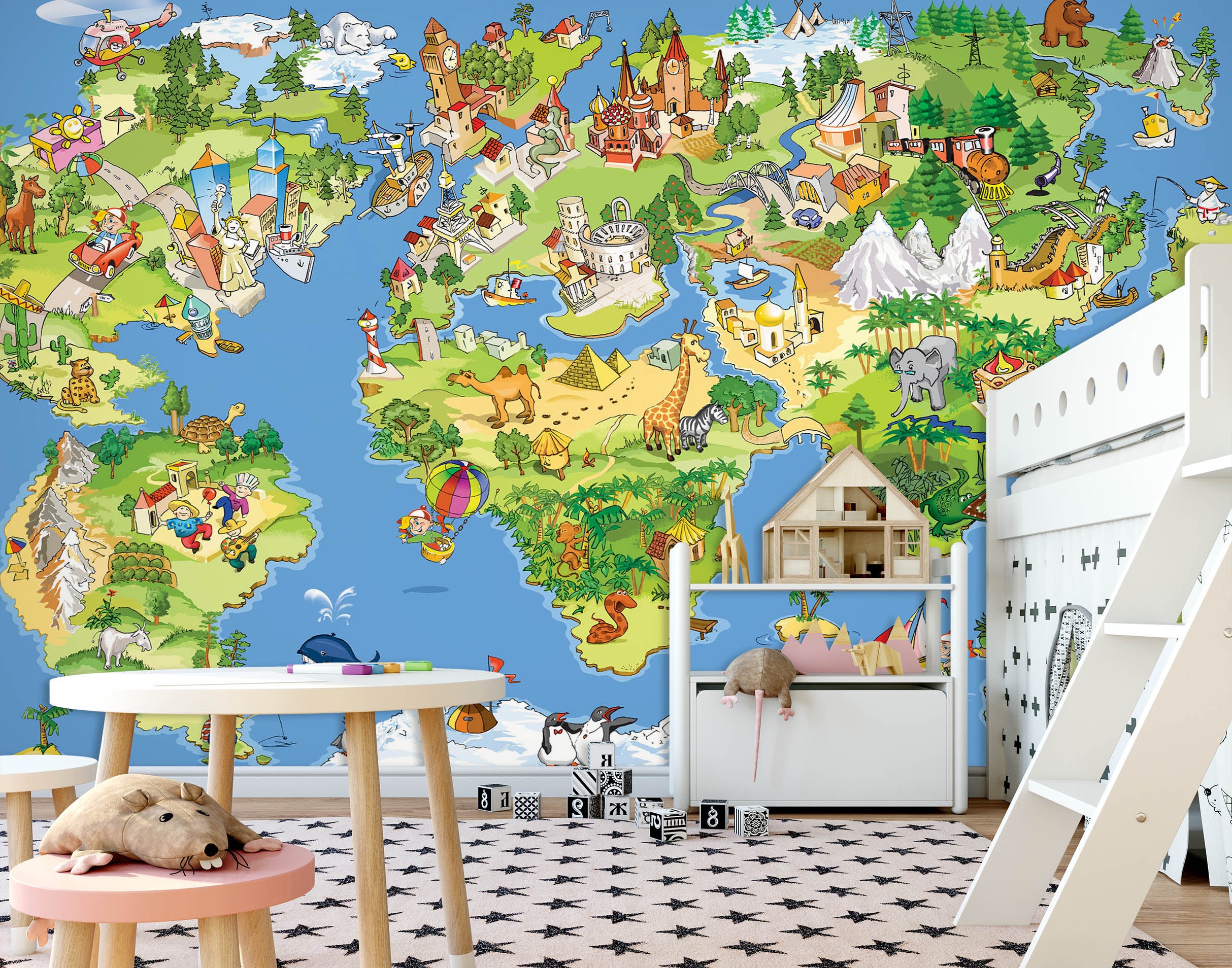 3D Oasis Sea 2017 World Map Wall Murals