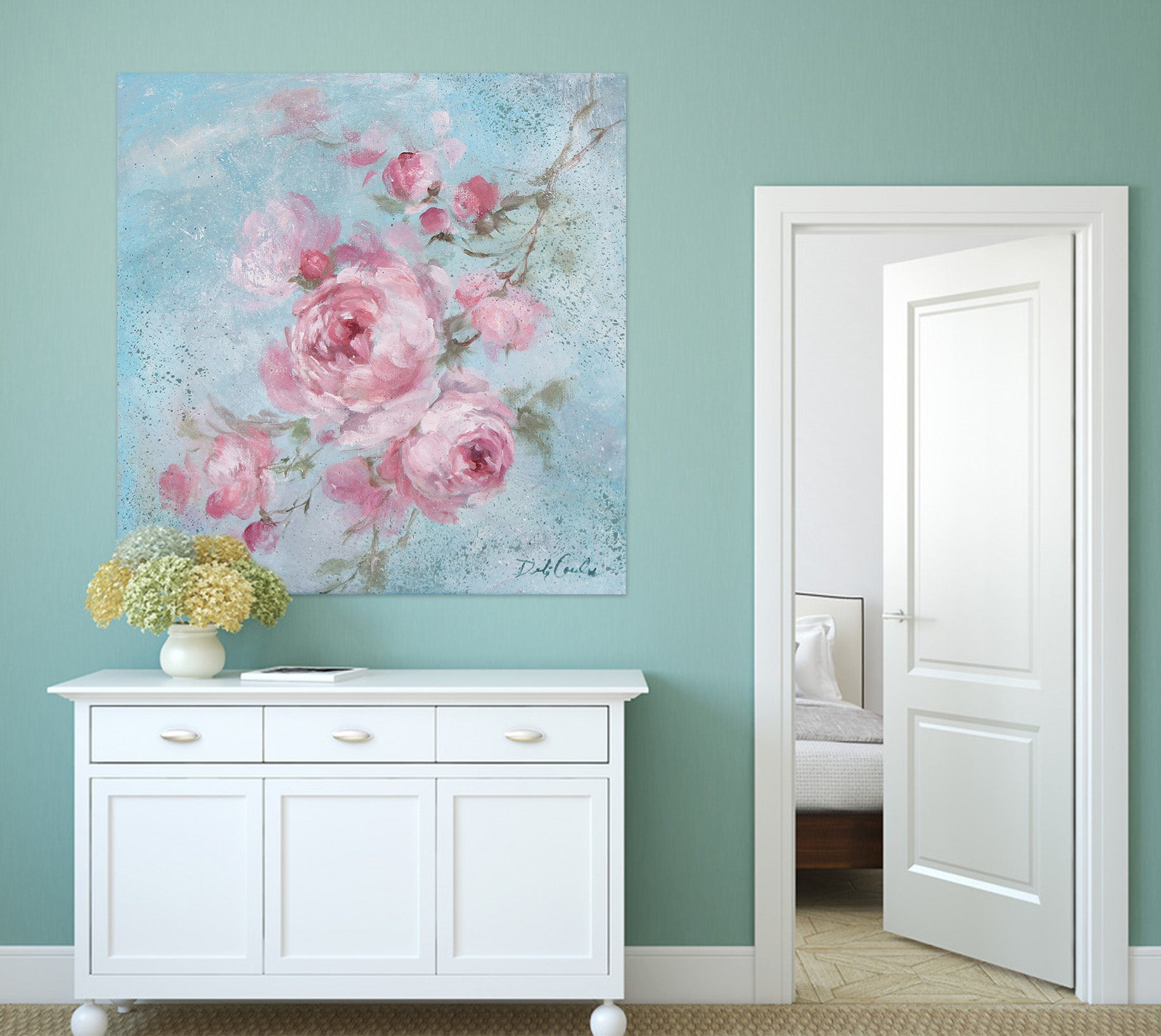 3D Pink Rose 028 Debi Coules Wall Sticker