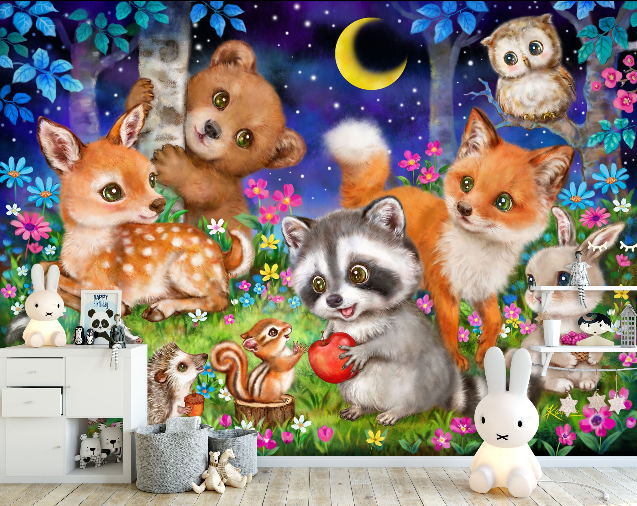3D Cartoon Animals 5459 Kayomi Harai Wall Mural Wall Murals