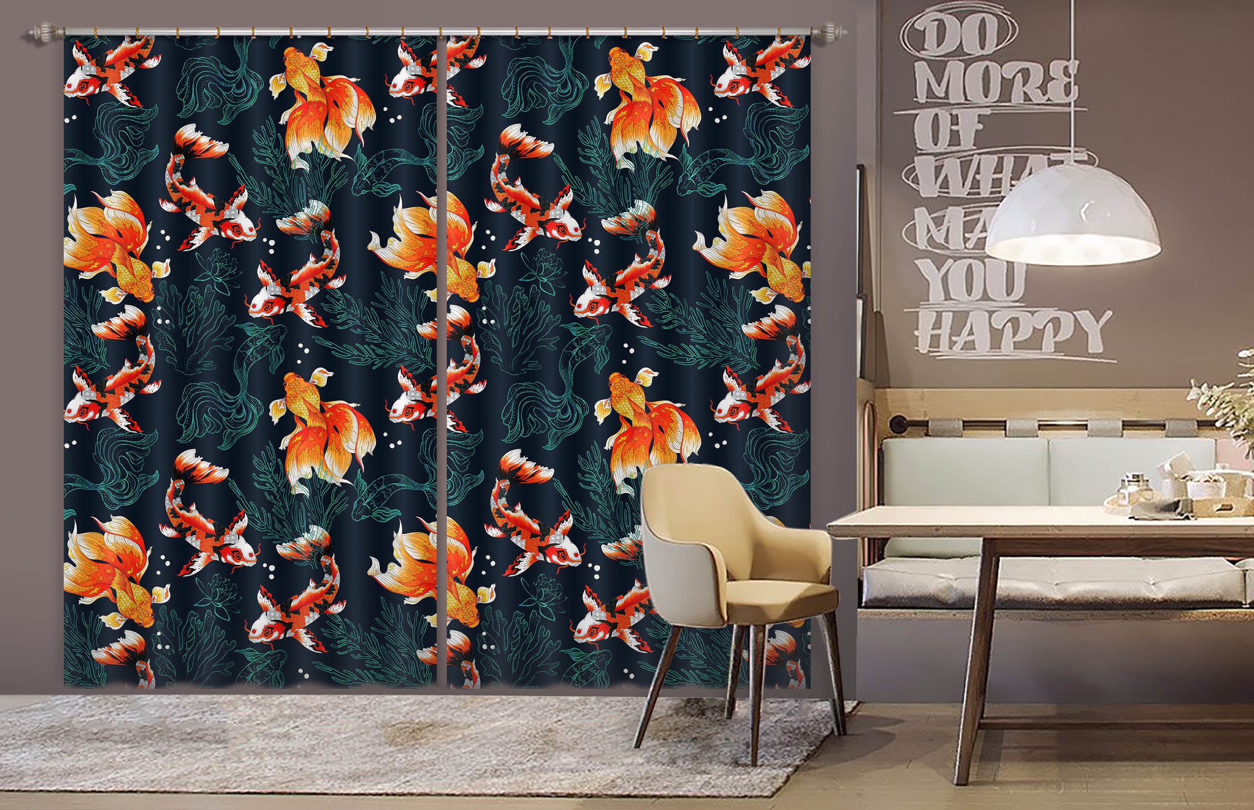 3D Goldfish Koi 103 Uta Naumann Curtain Curtains Drapes