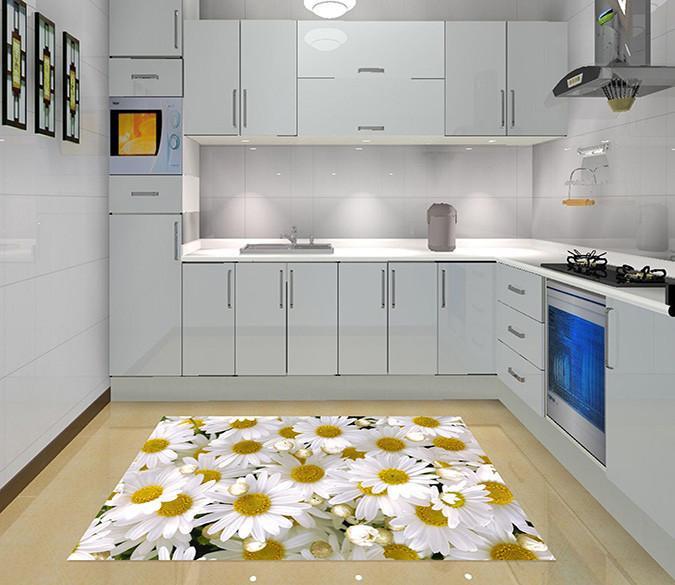 3D Fresh Flowers Kitchen Mat Floor Mural Wallpaper AJ Wallpaper 