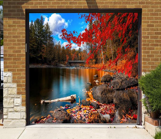 3D Calm Lake Trees 104 Garage Door Mural Wallpaper AJ Wallpaper 