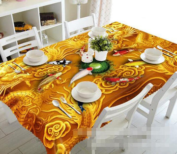 3D Fishes And Dragon Carving 943 Tablecloths Wallpaper AJ Wallpaper 