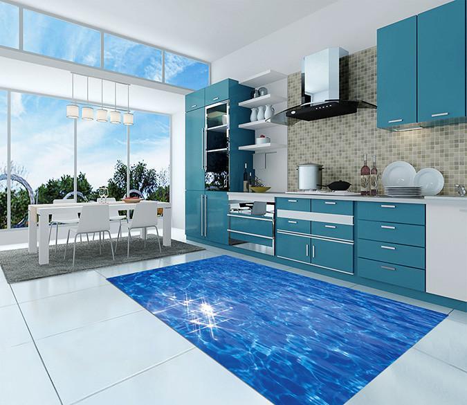 3D Dazzling Blue Sea 061 Kitchen Mat Floor Mural Wallpaper AJ Wallpaper 