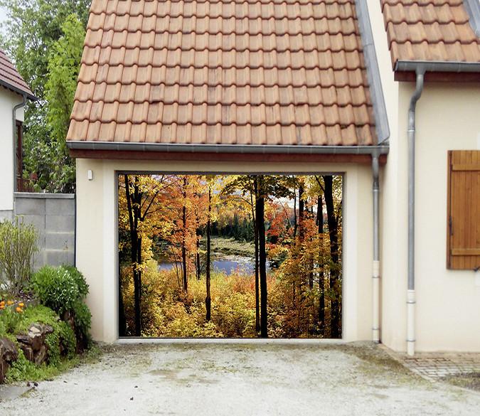 3D Yellow Trees 204 Garage Door Mural Wallpaper AJ Wallpaper 