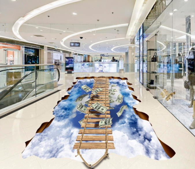 3D Sky Money Bridge Floor Mural Wallpaper AJ Wallpaper 2 